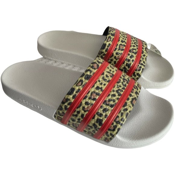 🔧Men’s Slides Size 11 adidas adilette  stripes Style FX5845 White/ Orange/Brown - Picture 7 of 12